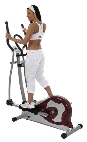 Christopeit Crosstrainer CS 5 silber mit großer Matte (rot) - 