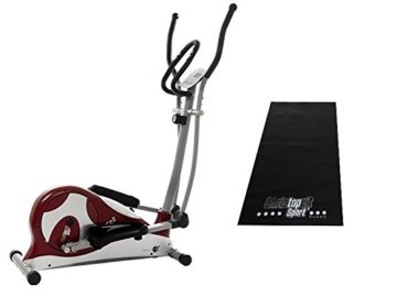 Christopeit Crosstrainer CS 5 silber mit großer Matte (rot) -