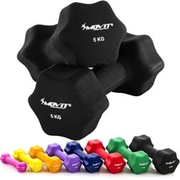 MOVIT® 2er Set Neoprenhanteln, Kurzhanteln Neopren, 8 Gewichts- und Farbvarianten -