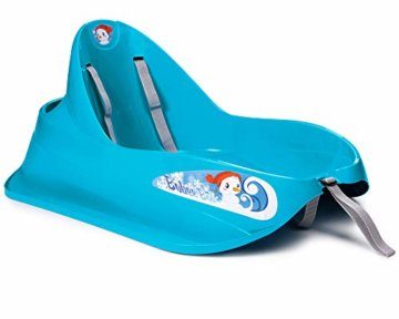 Ondis24 Schlitten Bob für Kleinkinder blau Rodel mit Sicherheitsgurt Rutscher mit Zuggurt und Staufach, für Kinder bis 3 Jahre - 1
